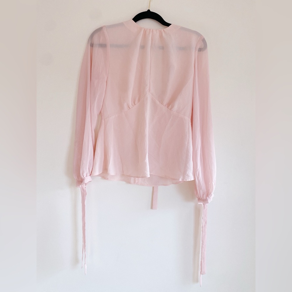 NWT Blush Peach Bow Open Back Blouse Bows Peplum Style Top Pink Topshop‎ Shirt